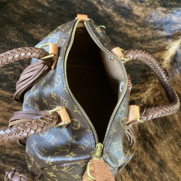 Revamped Vintage Speedy Louis Vuitton Chocolate Braiding Turquoise - Picture 10 of 14